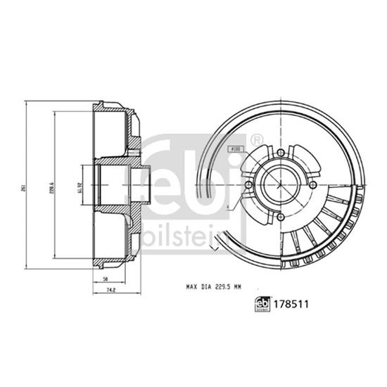 2x Febi Brake Drum 178511